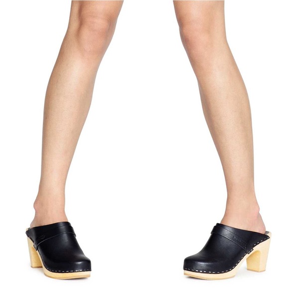 Swedish Hasbeens slip in classic clogs, super-high  black, size 37 - Picture 3 of 16